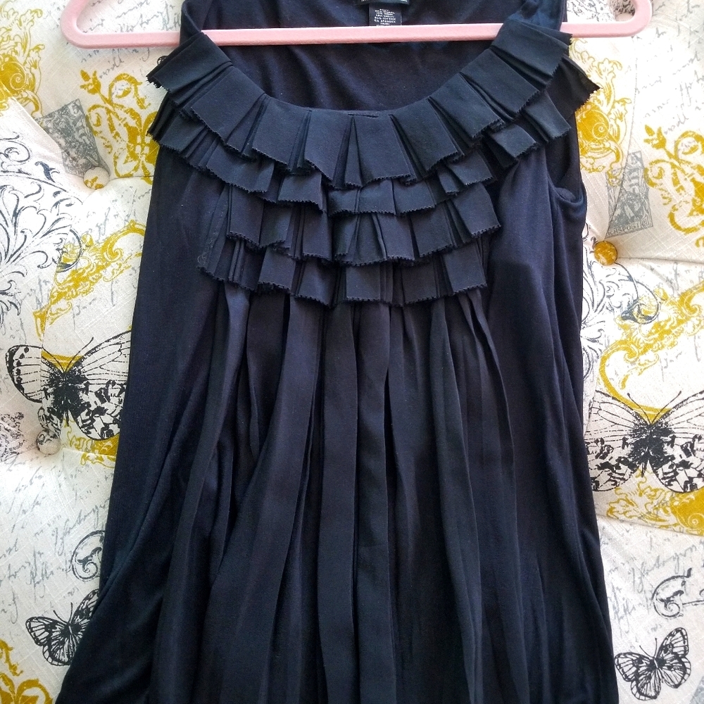 Sleeveless silk & cotton ruffle top